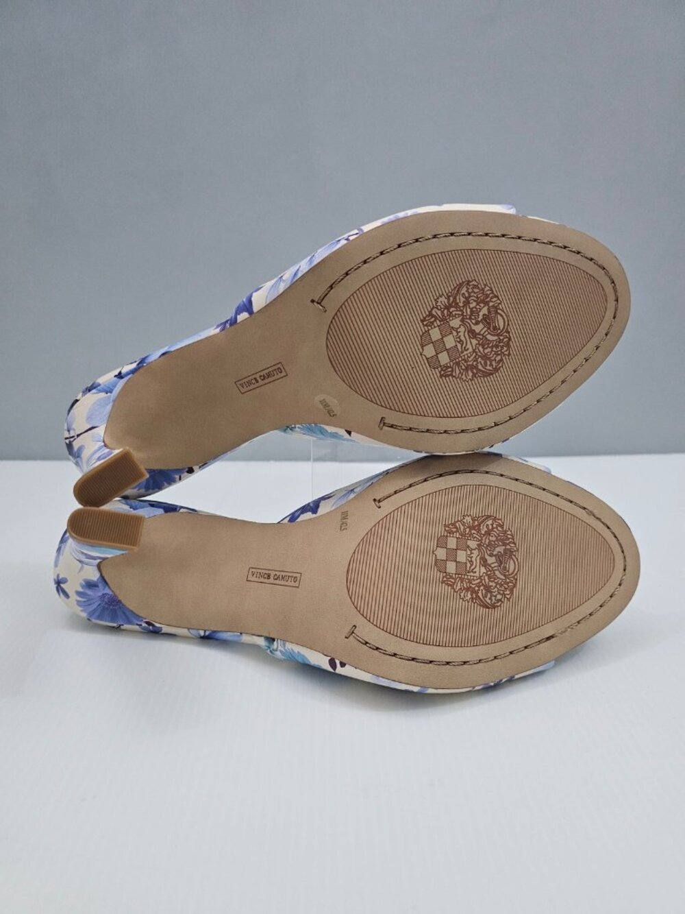 Vince Camuto Paigely Mule Heels Womens 11 Blue Floral Cream Slip On Open Toe - Picture 14 of 16